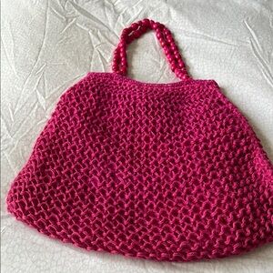 Chic Pink Knit Women's Bag